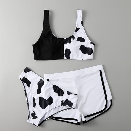 Pièces Bikini à imprimé vache avec short - SHEIN - Modalova