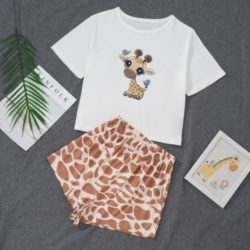Ensemble de pyjama à imprimé girafe - SHEIN - Modalova