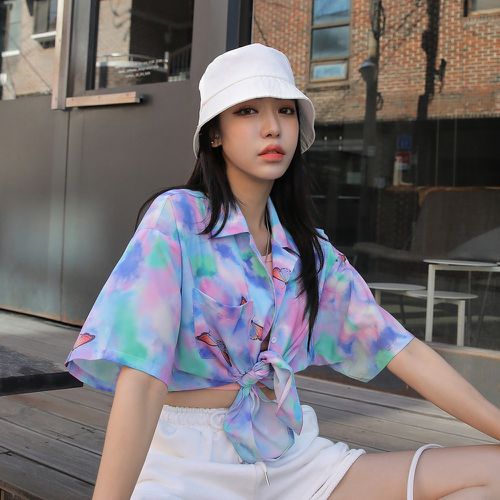 Chemisier oversize à imprimé papillon tie dye - SHEIN - Modalova