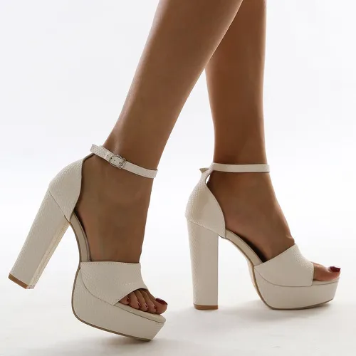 Sandales minimaliste à talons épais à bride de cheville - SHEIN - Modalova