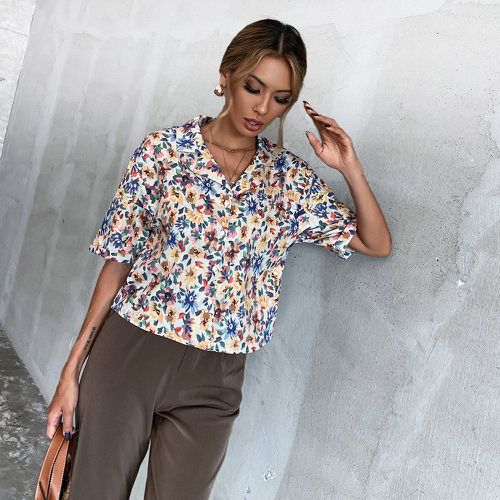 Blouse fleuri col à revers - SHEIN - Modalova