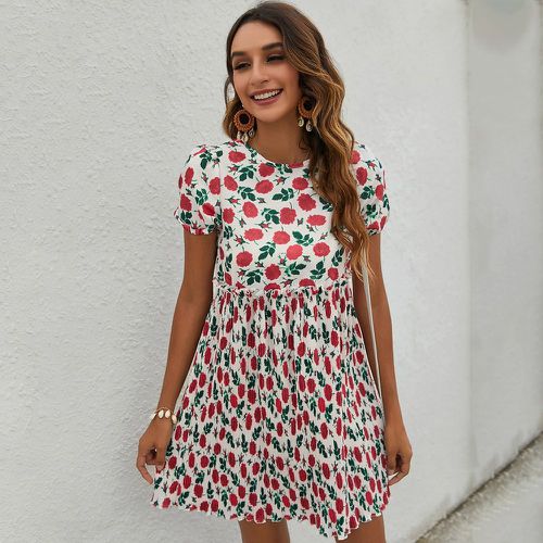 Robe à imprimé floral plissé - SHEIN - Modalova