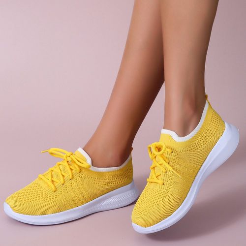 Chaussures de course en tricot à lacets minimalistes - SHEIN - Modalova