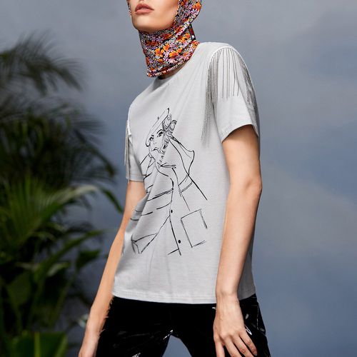 T-shirt à franges à imprimé figure - SHEIN - Modalova