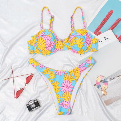 Bikini à armatures à imprimé floral aléatoire - SHEIN - Modalova