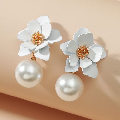 Boucles d'oreilles à design de fleur avec fausse perle - SHEIN - Modalova