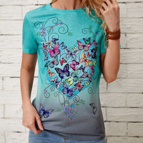 T-shirt à imprimé papillon dégradé - SHEIN - Modalova