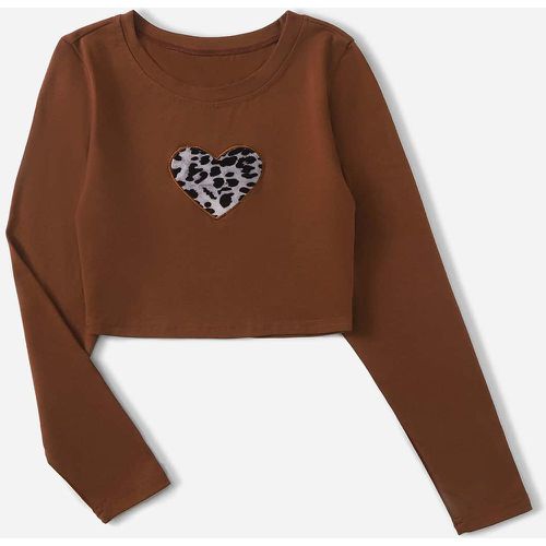 T-shirt court à léopard à motif de cœur - SHEIN - Modalova