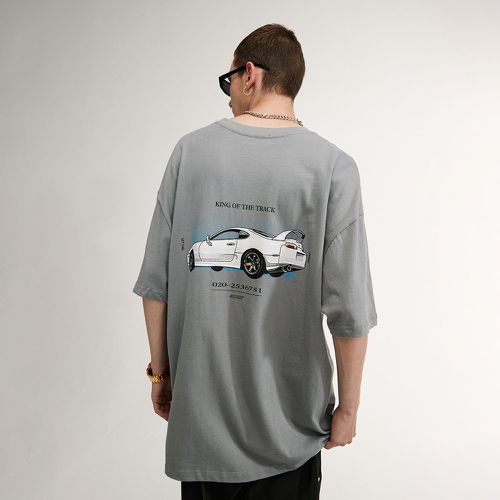 T-shirt avec imprimé lettre et voiture - SHEIN - Modalova