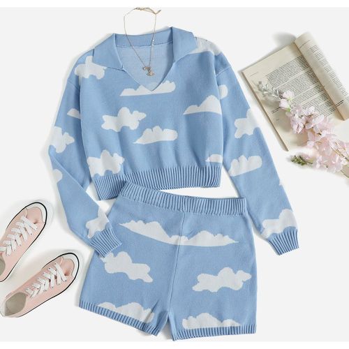 Pull à motif de nuage & Short en tricot - SHEIN - Modalova