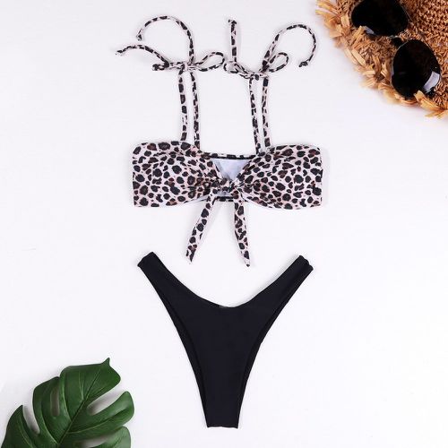 Bikini léopard à nœud - SHEIN - Modalova