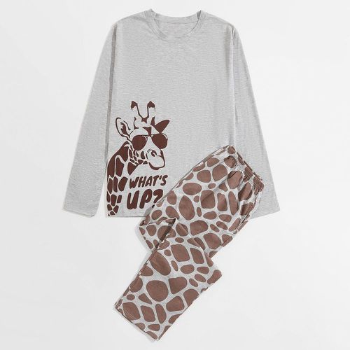 Ensemble de pyjama avec imprimé girafe et slogan - SHEIN - Modalova