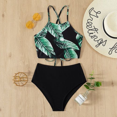 Bikini tropical taille haute à lacets - SHEIN - Modalova