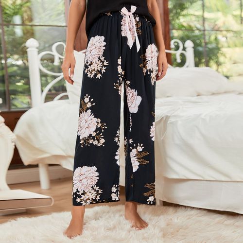 Pantalon à domicile à nœud à imprimé floral - SHEIN - Modalova