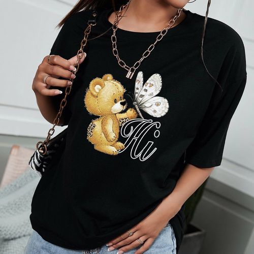 T-shirt à motif ours et papillon - SHEIN - Modalova