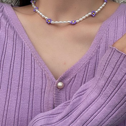 Collier à fleur avec fausses perles - SHEIN - Modalova