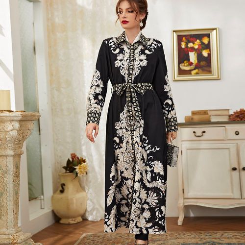 Robe chemise à imprimé floral ceinturé - SHEIN - Modalova