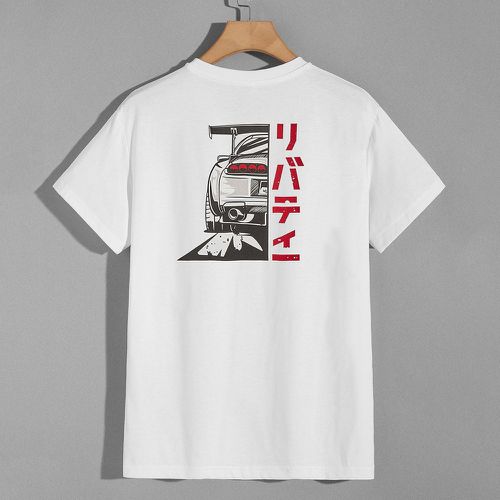 T-shirt à imprimé voiture et japonais - SHEIN - Modalova