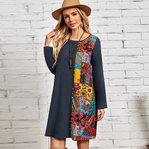 Robe tunique avec imprimé patchwork - SHEIN - Modalova