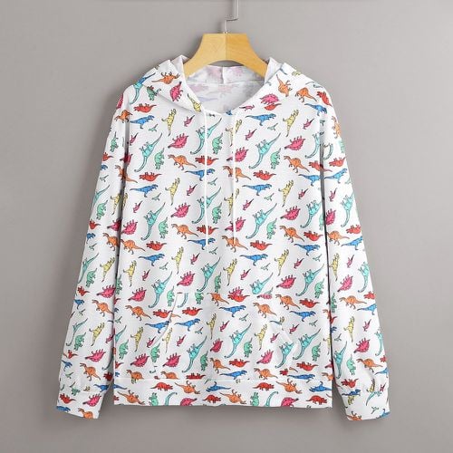 Sweat-shirt à capuche à imprimé dinosaure - SHEIN - Modalova