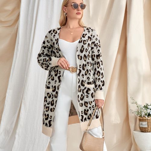 Cardigan à motif léopard avec poches - SHEIN - Modalova