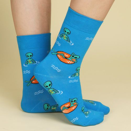 Homme Chaussettes à imprimé alien - SHEIN - Modalova