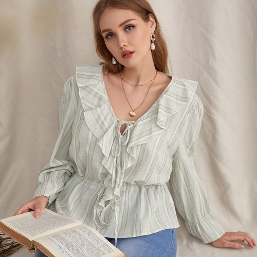 Blouse babydoll à rayures à volants - SHEIN - Modalova