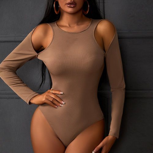 Crew Neck Long Sleeve Bodysuit - Mocha