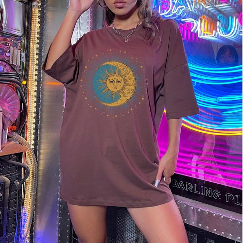 T-shirt oversize soleil & à imprimé étoile - SHEIN - Modalova