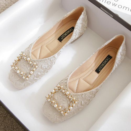Chaussures plates avec strass fausse perle à ruché - SHEIN - Modalova