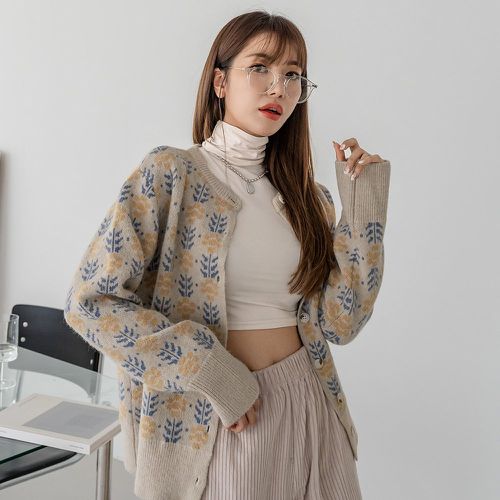 Cardigan à motif fleur - SHEIN - Modalova