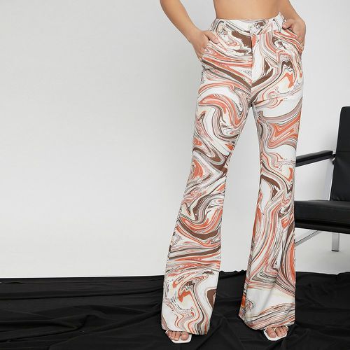 Pantalon bootcut avec imprimé marbré et zip - SHEIN - Modalova