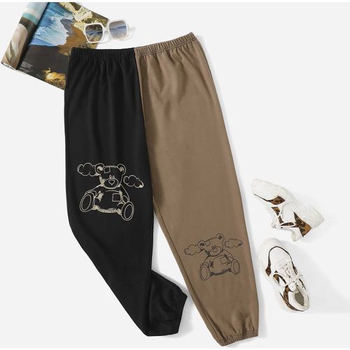 Pantalon de survêtement bicolore dessin animé - SHEIN - Modalova