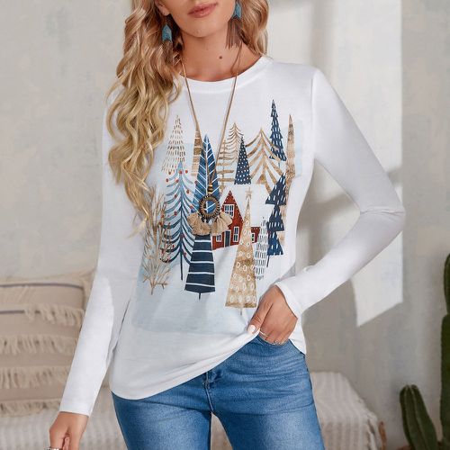 T-shirt arbre de Noël et imprimé maison - SHEIN - Modalova