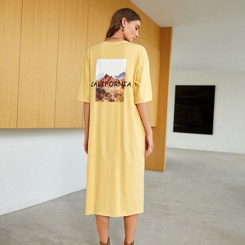 Robe t-shirt montagne et lettre - SHEIN - Modalova