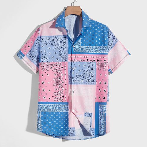 Chemise paisley à blocs de couleurs à bouton - SHEIN - Modalova