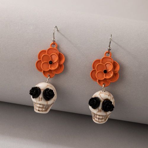 Pendants d'oreilles avec crâne d'Halloween et fleur - SHEIN - Modalova