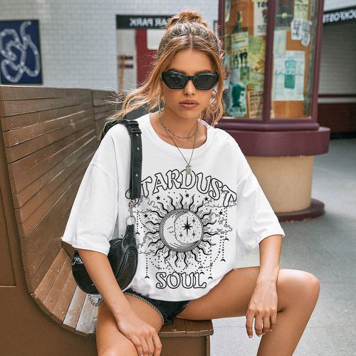 T-shirt oversize soleil & à lettres - SHEIN - Modalova