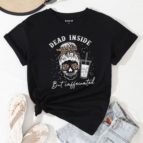 T-shirt tête de mort & à imprimé slogan - SHEIN - Modalova