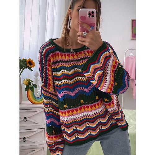 Pull à chevrons en tricot à blocs de couleurs - SHEIN - Modalova