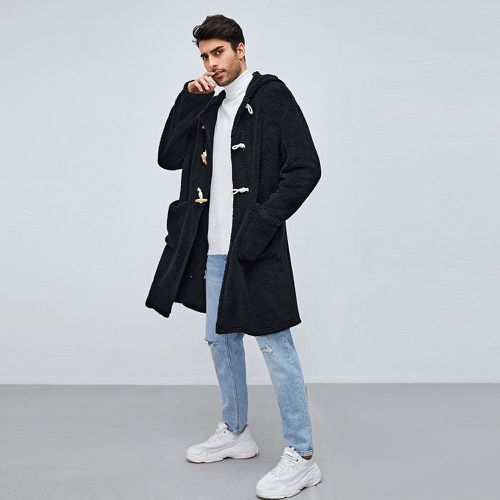 Manteau à poche à capuche en flanelle - SHEIN - Modalova