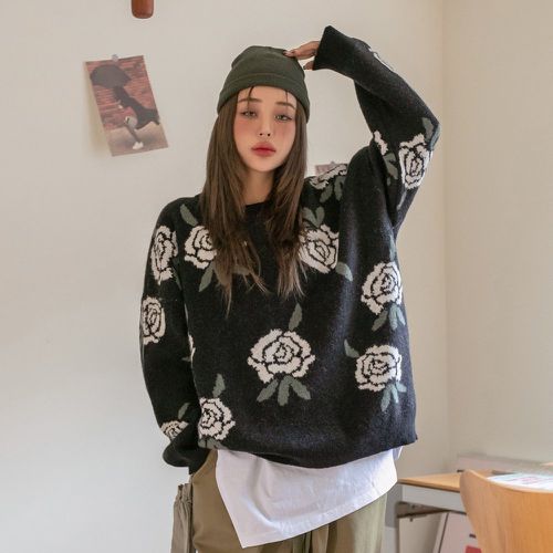 Pull oversize fleuri - SHEIN - Modalova