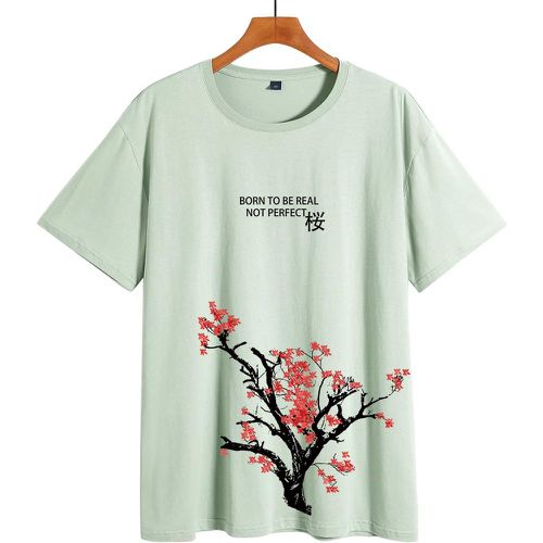T-shirt fleuri et imprimé slogan - SHEIN - Modalova