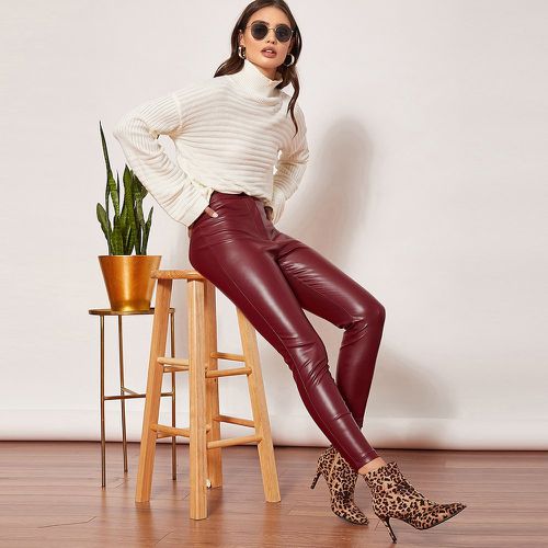 Pantalon taille haute en cuir PU - SHEIN - Modalova