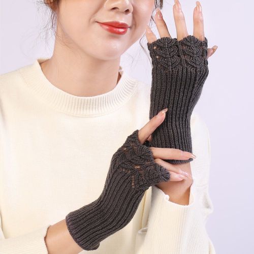 Gants unicolore à doigt ouvert en tricot - SHEIN - Modalova