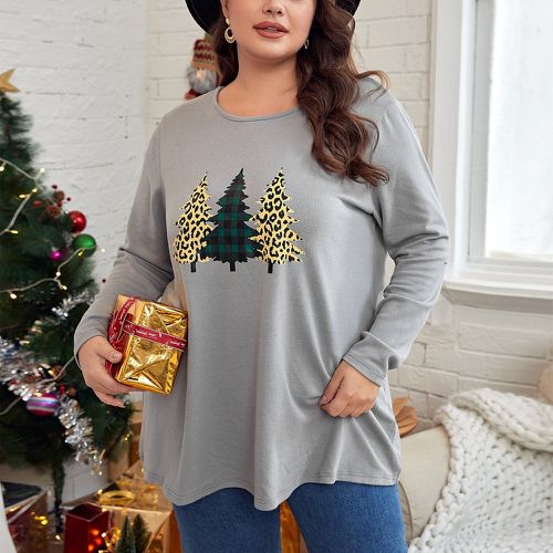 T-shirt à imprimé léopard & arbre de Noël - SHEIN - Modalova