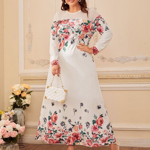 Robe avec tulle à imprimé floral - SHEIN - Modalova