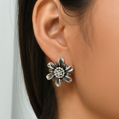 Clous d'oreilles à strass design fleur - SHEIN - Modalova