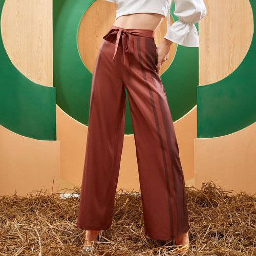 Pantalon ample taille haute à blocs de couleurs ceinturé - SHEIN - Modalova