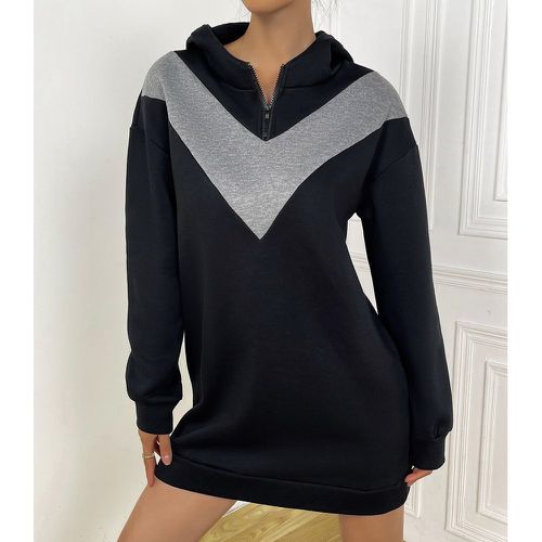 Robe sweat-shirt à capuche à blocs de couleurs zippée - SHEIN - Modalova